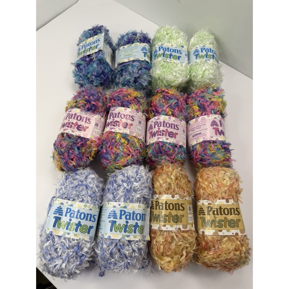 Patons Twister Yarn Super Bulky Lot Of 12 Fruit Loops Blueberry Sungold Lime +